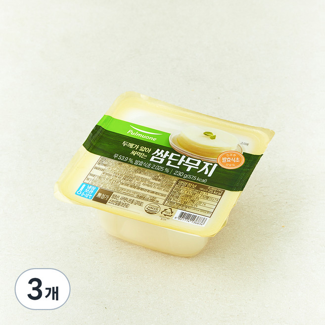 풀무원 두께가 얇아 싸먹는 쌈단무지, 230g, 3개
