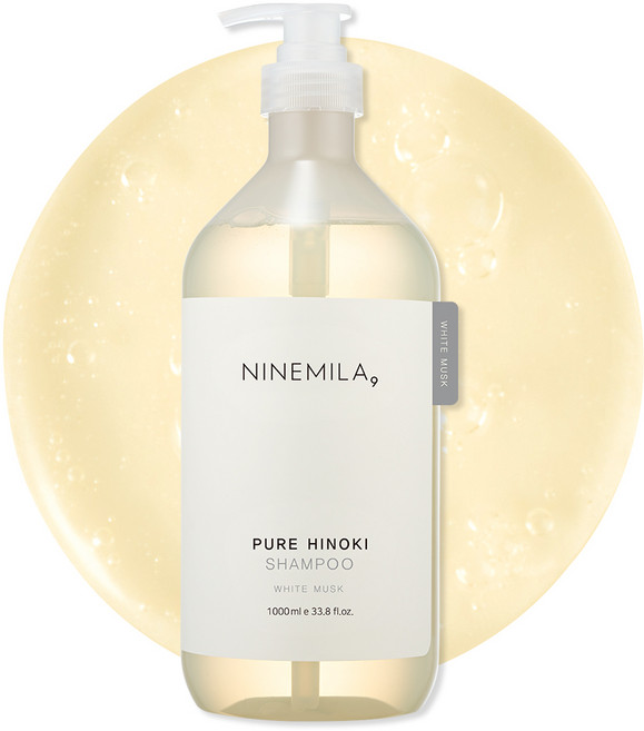 [비건라이프] 나인밀라 퓨어 히노끼 샴푸 화이트 머스크향, 1L, 1개