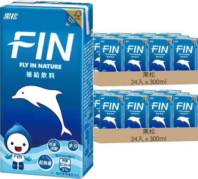 黑松 FIN 補給飲料, 300ml, 48入