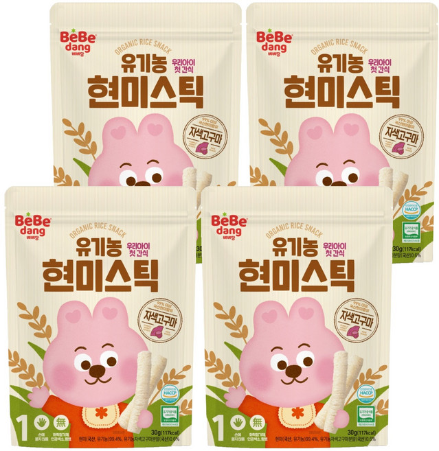 베베당 유기농 현미스틱, 자색고구마, 30g, 4개