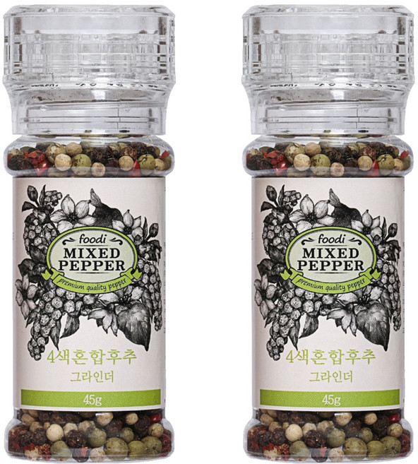 foodi 4색후추 그라인더, 2개, 45g