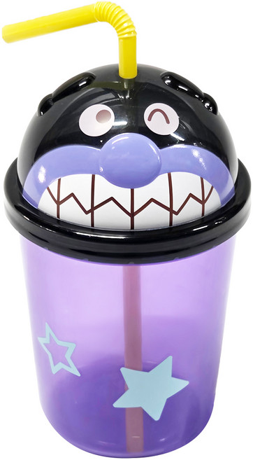 LEC ANPANMAN 麵包超人 造型吸管杯 330ml, 細菌人 紫色, 1個