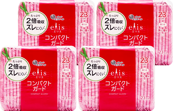 elleair 艾黎艾爾 elis 愛麗思 極致薄衛生棉 護翼型, 日用量多型(23cm), 23片, 4包