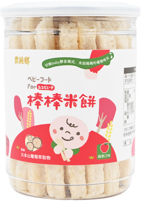 農純鄉 棒棒米餅 8個月以上, 蘋果, 50g, 1罐
