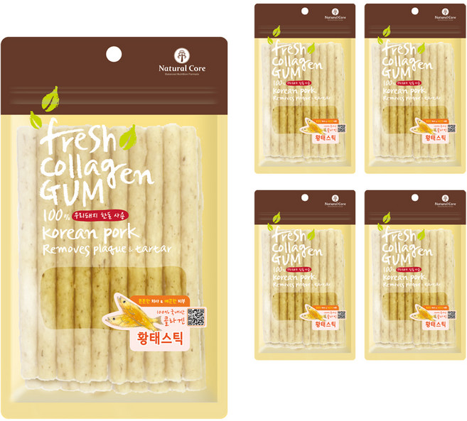 네츄럴코어 프레쉬 콜라겐 스틱 강아지 간식, 황태, 100g, 5개