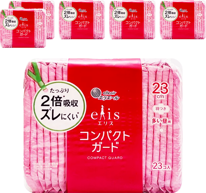 elleair 艾黎艾爾 elis 愛麗思 極致薄衛生棉 護翼型, 日用量多型(23cm), 23片, 6包