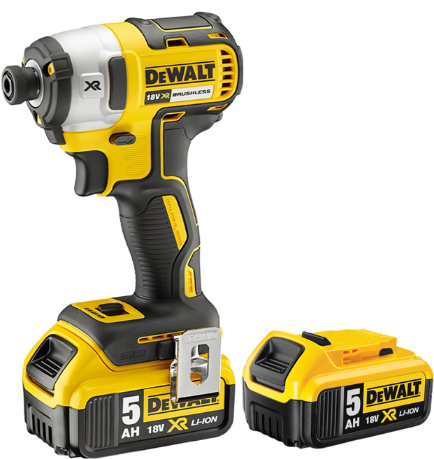 DEWALT 得偉 台灣公司貨 20V MAX 18V 鋰電無碳刷三段衝擊起子機 DCF887P2 + 5.0Ah電池 2顆, 1組