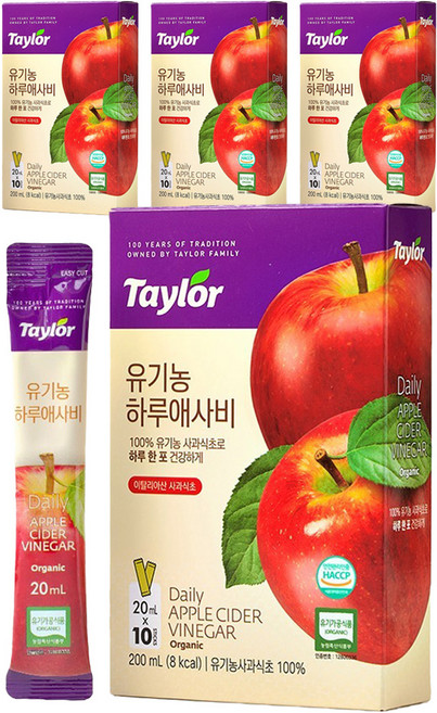 Taylor 每日蘋果醋隨身包, 200ml, 4盒