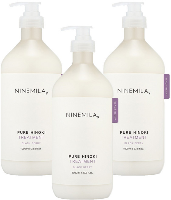 나인밀라 퓨어 히노끼 트리트먼트 블랙베리향, 3개, 1L