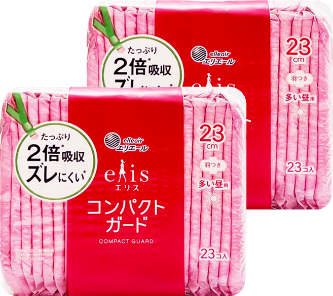 elleair 艾黎艾爾 elis 愛麗思 極致薄衛生棉 護翼型, 日用量多型(23cm), 23片, 2包