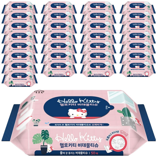 헬로키티 비데물티슈 리필, 50매, 3개
