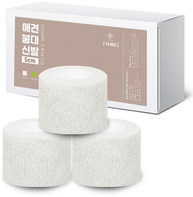 딩동펫 자가접착 애견 붕대신발, 화이트, 12개