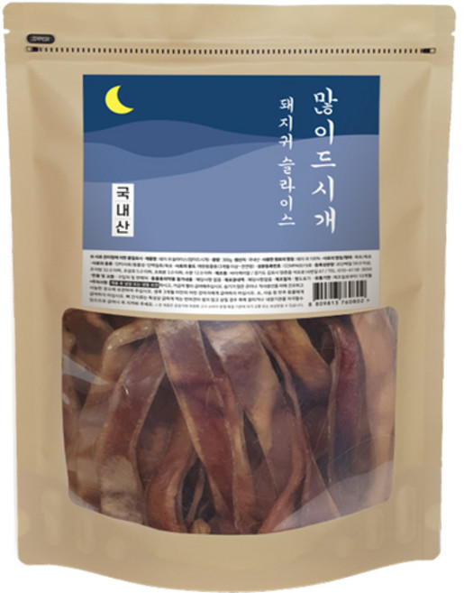 바이케이알 많이드시개 대용량 수제 간식, 돼지귀슬라이스, 300g, 1개