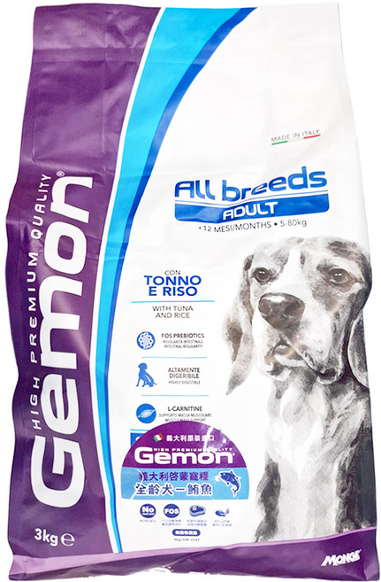 Gemon 啟蒙 中/大型成犬飼料, 鮪魚, 3kg, 1袋, 鮪魚