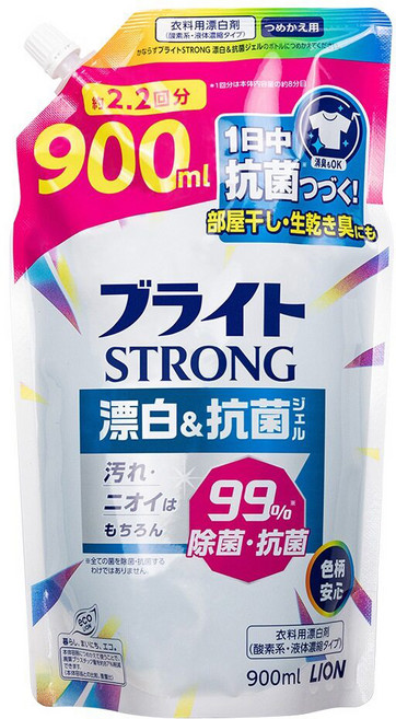 LION 獅王 STRONG 強效去污漂白劑補充包 彩色衣物適用, 900ml, 1包