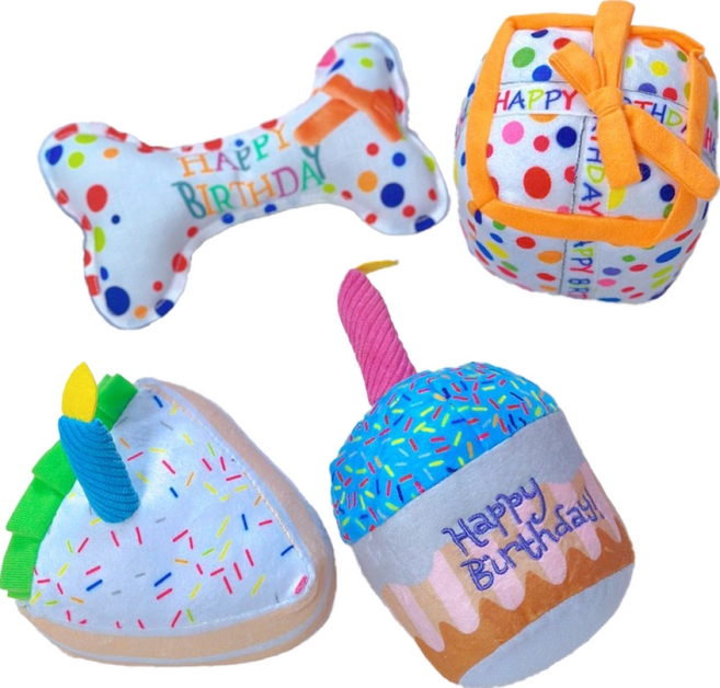 PETCA MAAH 狗狗啾啾發聲玩具 生日禮物4件組, 1組, 多色