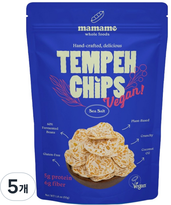 mamame Tempeh 薯片 海鹽味, 5個, 50g