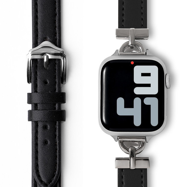 NUART Apple Watch 相容纖薄皮革錶帶, 黑色, 1個