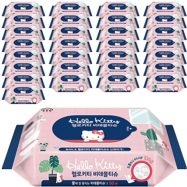 헬로키티 비데물티슈 리필, 50매, 60개