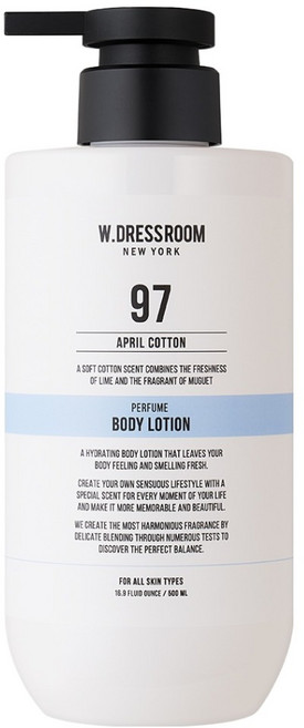 W.DRESSROOM 保濕香氛身體乳 No.97 April Cotton, 500ml, 1瓶