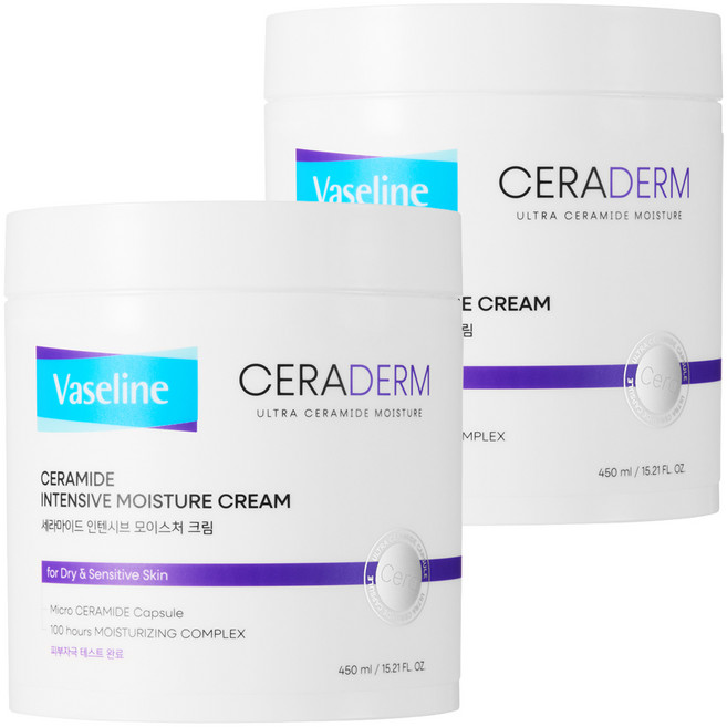 애경바세린 세라덤 인텐시브 모이스처 바디크림, 450ml, 2개