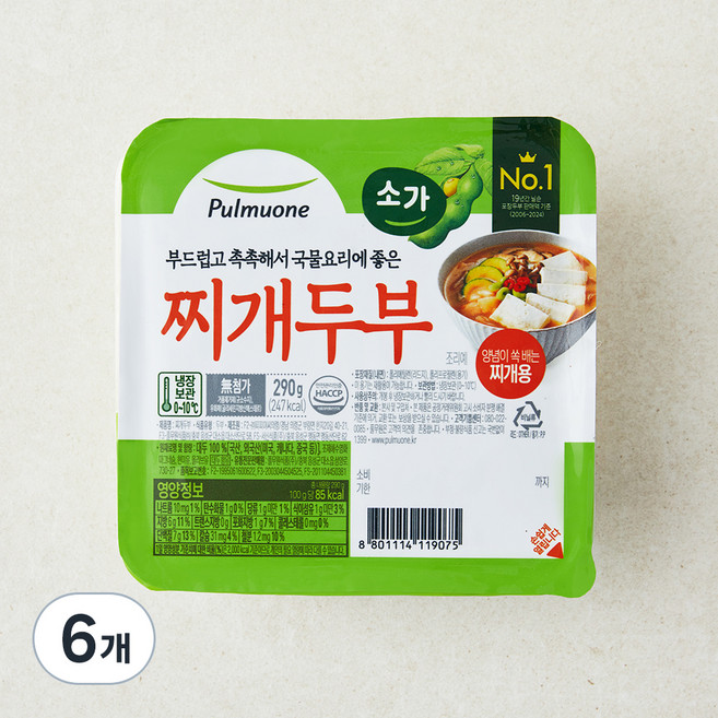 풀무원 소가 찌개두부, 290g, 6개
