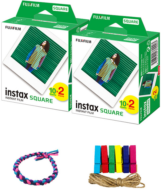 FUJIFILM 富士 instax SQUARE 相機方形底片 40張 + 裝飾小物 款式隨機, 單一商品, 1組