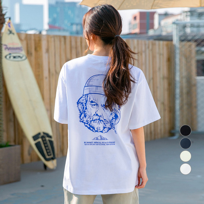 앨빈클로 남녀공용 통기성 마운티널스 소묘 오버핏 반팔티 AST3806