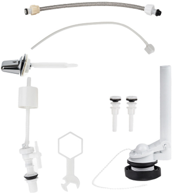 두진 무소음 양변기 부속품 측면 내림형 + 조립 공구 세트, 은색