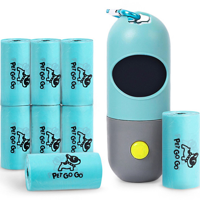 브랜드없음 펫투비 LED 손전등 케이스 세트 배변봉투, 블루, 120개입, 1세트