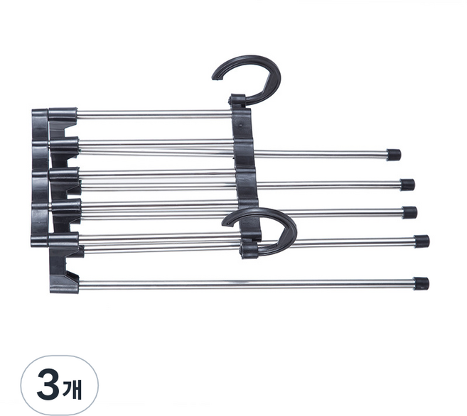 피어니스트 다층 접이식 바지 걸이, 블랙, 3개