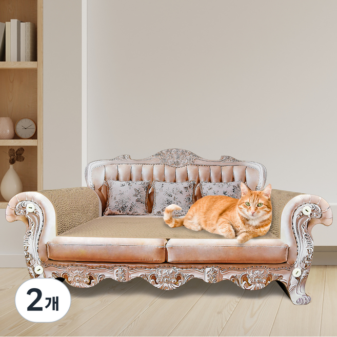 크림펫 고양이 프린세스 소파 특대형 스크래쳐, 혼합색상, 2개