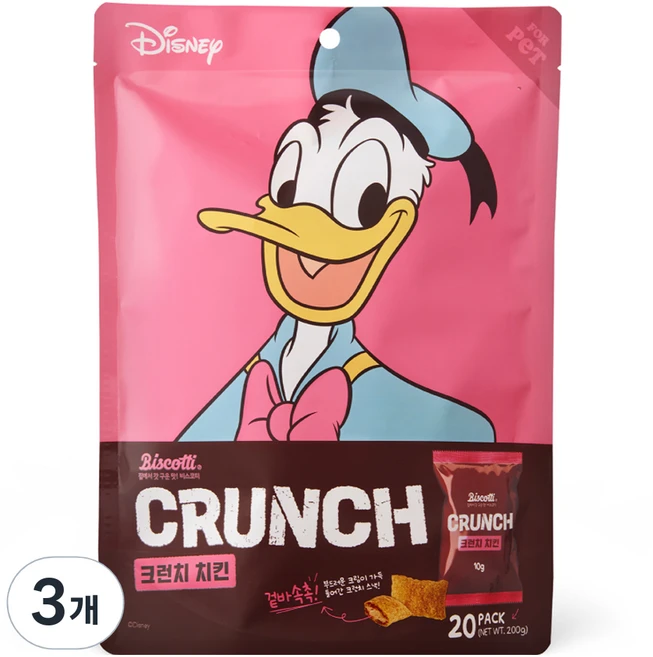 비스코티 반려동물 디즈니 크런치 쿠키 10g 20p, 치킨, 200g, 3개 - 쿠팡