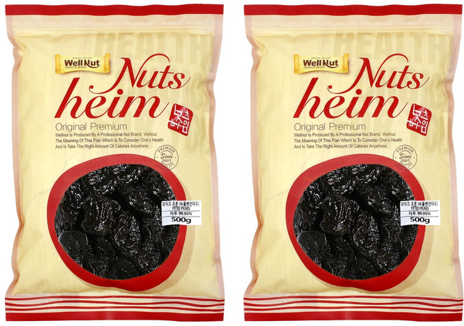 웰넛 자연두레 프룬 건자두, 500g, 2개