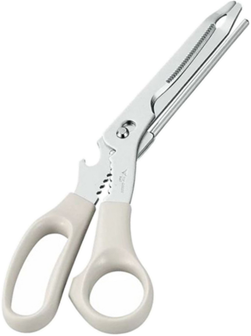 SHIMOMURA 下村 多功能廚房剪刀 不鏽鋼刀片 ABS樹脂手柄, 白色, 1支