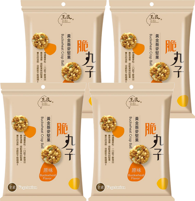 玉民 台灣黃金蕎麥堅果脆丸子, 45g, 4包