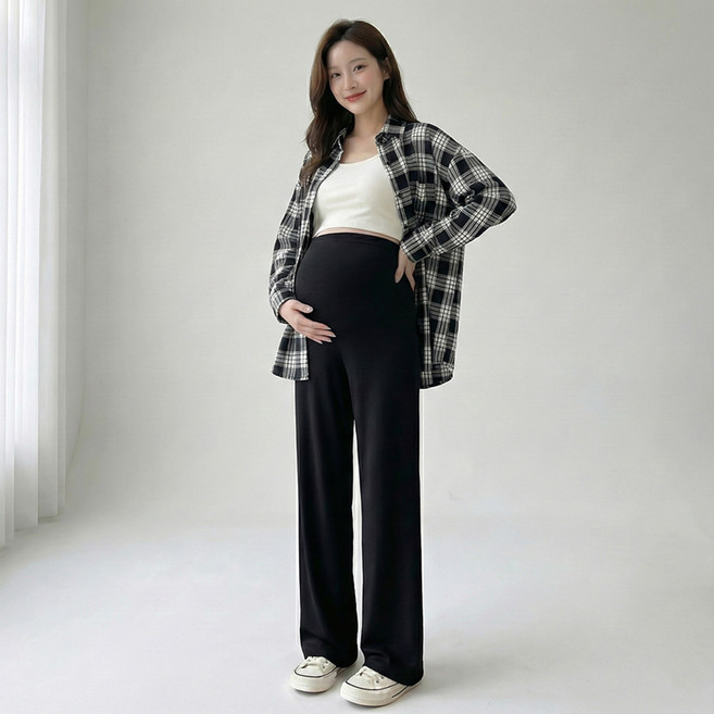 Hue Day 柔軟羅紋孕婦褲