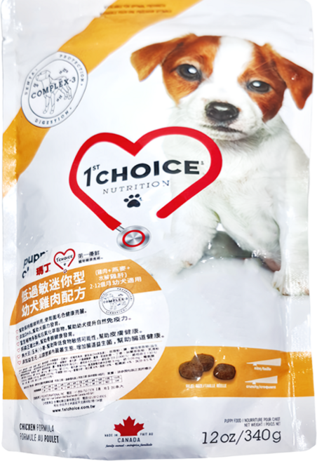 1st Choice 瑪丁第一優鮮 低過敏迷你型 幼犬配方 2~12個月幼犬, 1袋, 340g, 雞肉