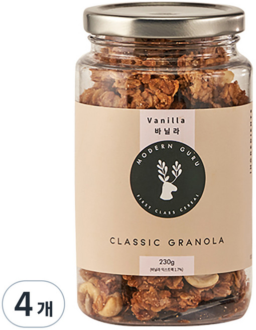 모던구루 클래식 바닐라 수제 그래놀라 시리얼, 230g, 4개