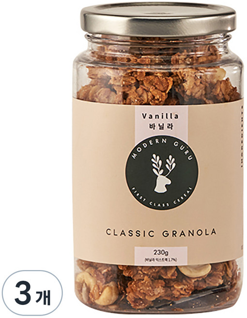 모던구루 클래식 바닐라 수제 그래놀라 시리얼, 230g, 3개