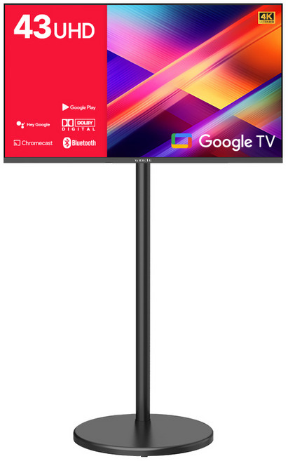 와이드뷰 4K UHD LED 구글3 스마트 TV + 삼탠바이미 이동식 거치대 블랙 세트, 109cm(43인치), WGE43UT1(TV), EKWBYME38(거치대), 스탠드형, 고객직접설치