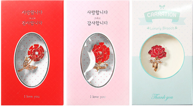 사랑감사 카네이션 브로치 2종 + 카네이션 땡큐브로치 앤 카드 세트, 혼합색상(사랑감사 브로치), 랜덤발송(땡큐브로치 앤 카드), 1세트