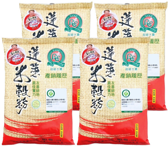 屏東農產 超級水磨米穀粉, 600g, 4包