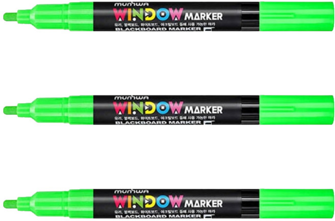 문화연필 윈도우마카 연두, 3개, 1색