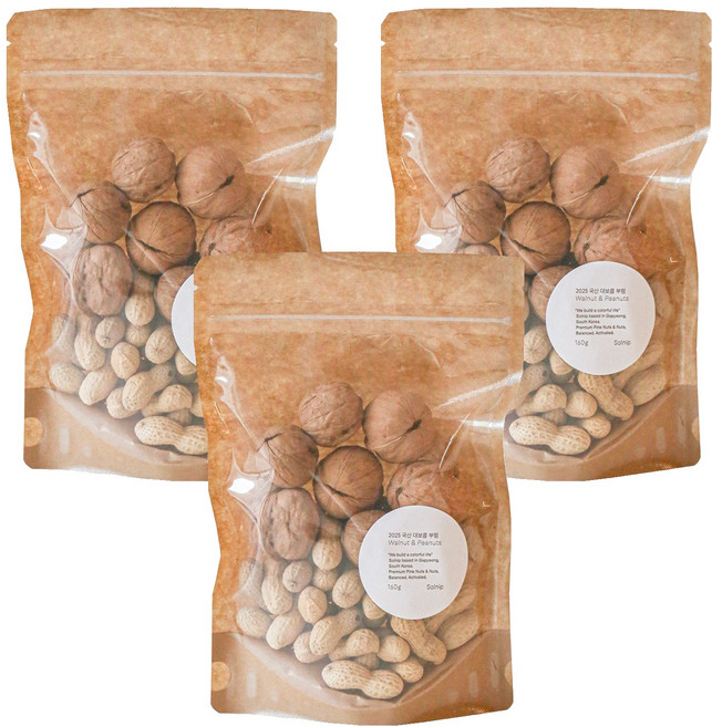 유명산지 정월대보름 국산 부럼 피호두 80g + 피땅콩 80g, 160g, 3개