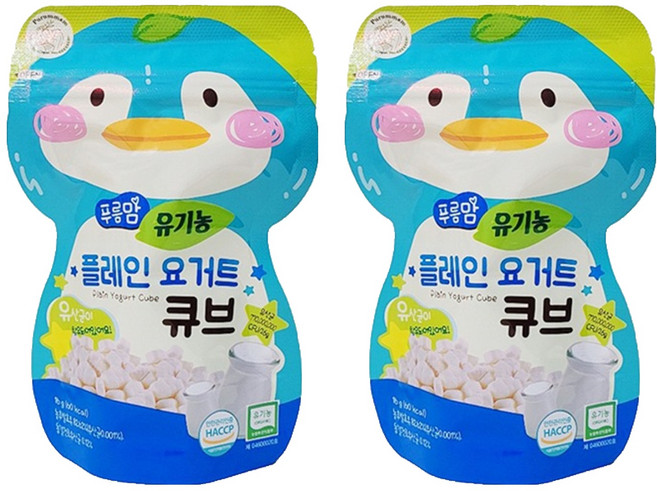 오가닉스토리 푸름맘 유기농 요거트 큐브, 2개, 플레인 요거트맛, 16g