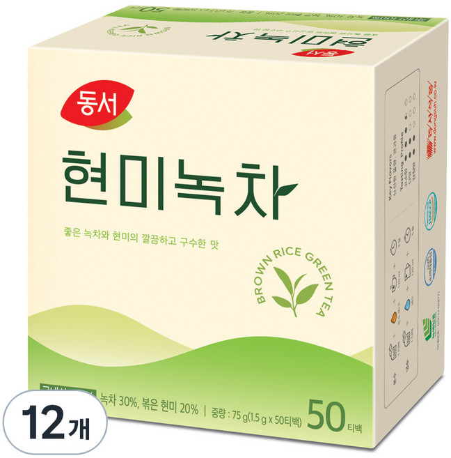 DONGSUH 東西食品 玄米綠茶茶包, 1.5g, 50入, 12個