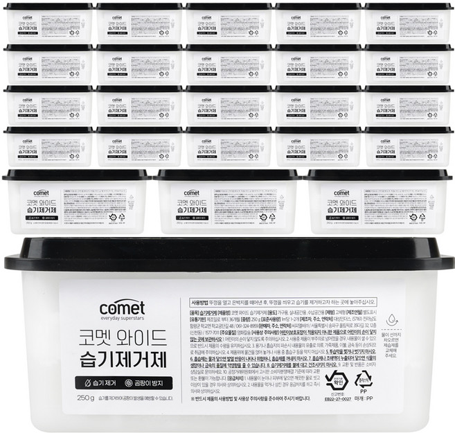 흡습면이 넓어 제습이 빠른 코멧 와이드 습기제거제, 250g, 24개