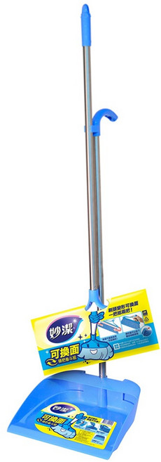妙潔 可換面掃把畚斗組, 藍色, 1組