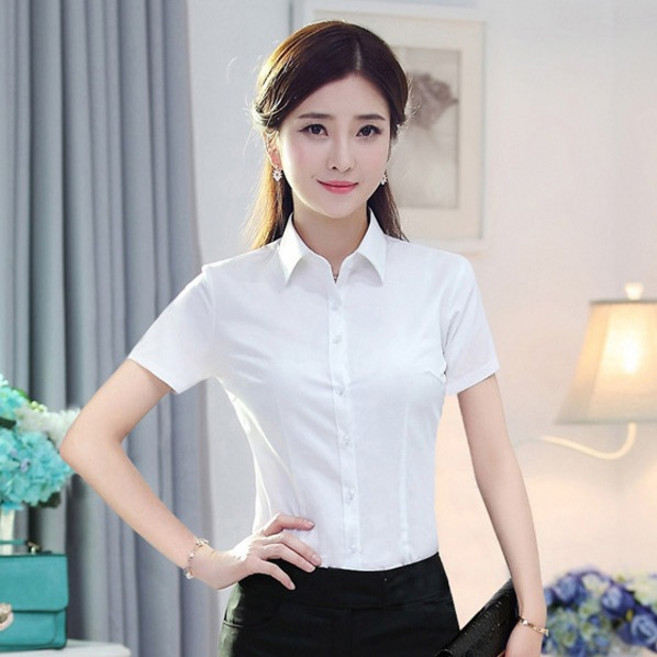 엘쏘 여성용 스탠다드 오피스룩 빅사이즈 반팔 셔츠